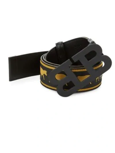 Shop Bally Animal Reversible Logo Belt In Black Gold