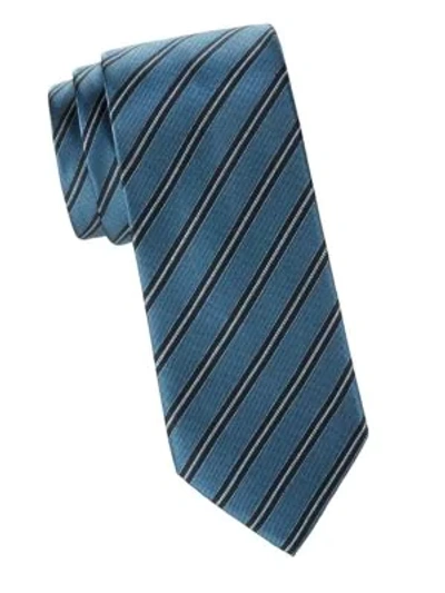 Shop Brioni Printed Stripe Tie In Blue