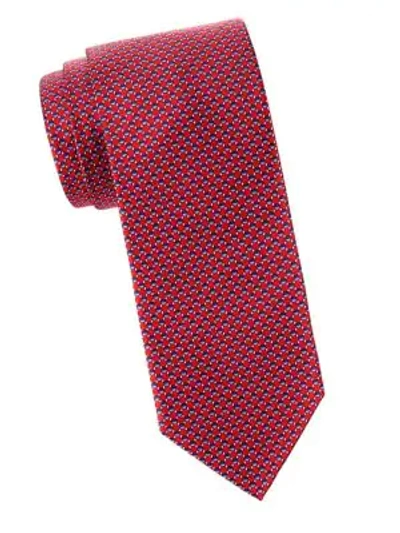 Shop Brioni Printed Robot Silk Tie In Red