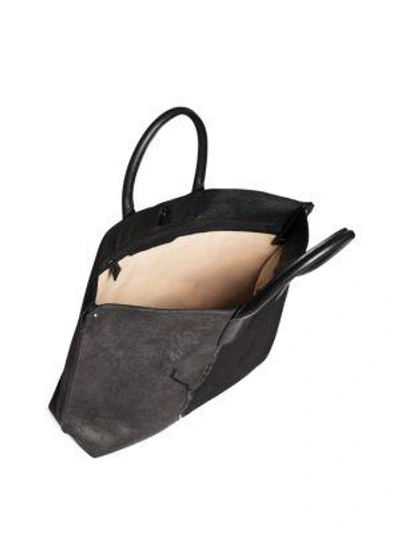 Shop Akris Medium Leather Foldable Tote In Black