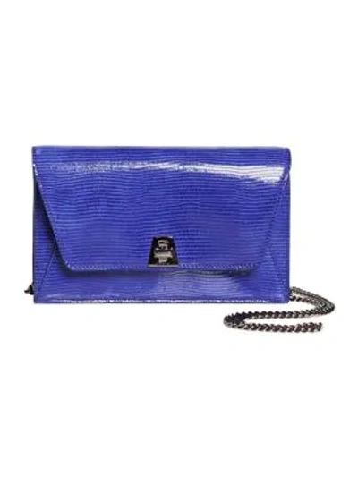 Shop Akris Anouk Patent Leather Convertible Clutch In Ocean