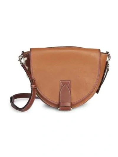 Shop Jw Anderson Leather Saddle Bag In Khaki
