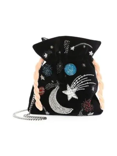 Shop Les Petits Joueurs Trilly Universe Velvet Pouch Mini Bag In Black