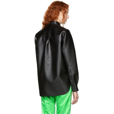 Shop Kwaidan Editions Black Faux-leather Pointed Collar Shirt