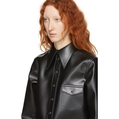 Shop Kwaidan Editions Black Faux-leather Pointed Collar Shirt