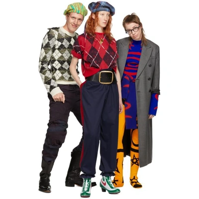 Shop Charles Jeffrey Loverboy Navy And Red Military Trousers