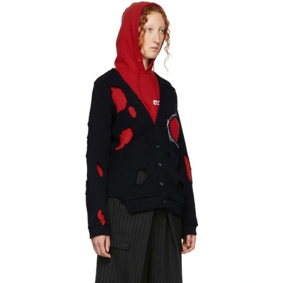 Shop Charles Jeffrey Loverboy Navy Holes Cardigan