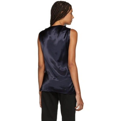 Shop Helmut Lang Navy Twist Knot Tank Top In Nightfall