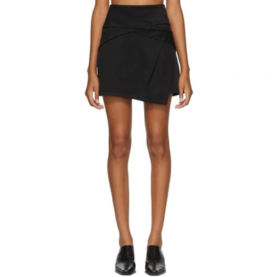 Shop Helmut Lang Black Knot Drape Miniskirt