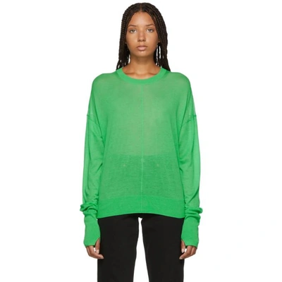 Shop Helmut Lang Green Folded Sheer Sweater In Poison
