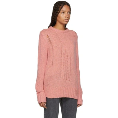 Shop Raquel Allegra Pink Wool And Camel Knit Sweater In Pink Fleck