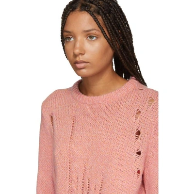 Shop Raquel Allegra Pink Wool And Camel Knit Sweater In Pink Fleck