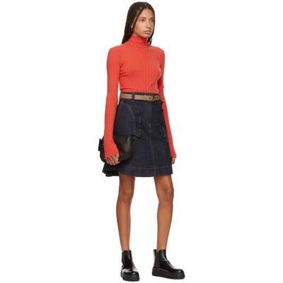 Shop Carven Indigo Denim Miniskirt In 570 Indigo