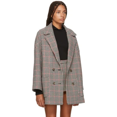 Shop Red Valentino Black And Red Houndstooth Coat In 0n0 Black