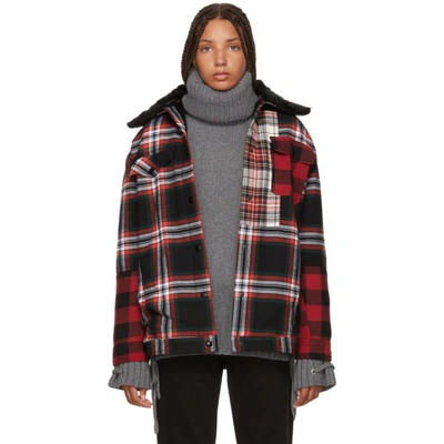 Shop Mcq By Alexander Mcqueen Mcq Alexander Mcqueen Red And Black Tartan Boxy Jacket In 1035 Blk Ta