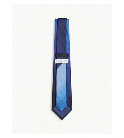 Shop Richard James Ombre Satin Silk Tie In Cobalt