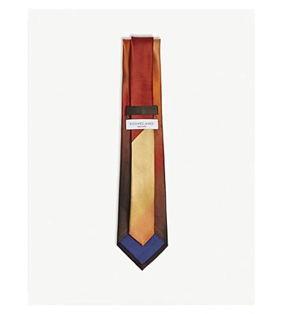 Shop Richard James Ombre Satin Silk Tie In Burnt Orange