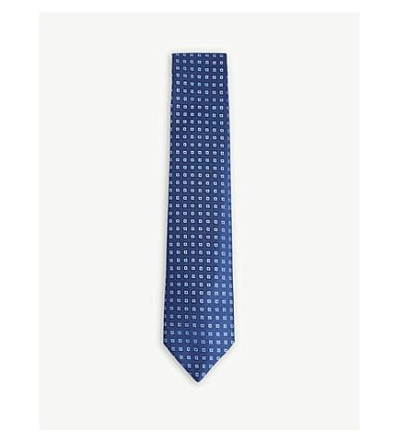 Shop Charvet Silk Square Pattern Tie In Navy