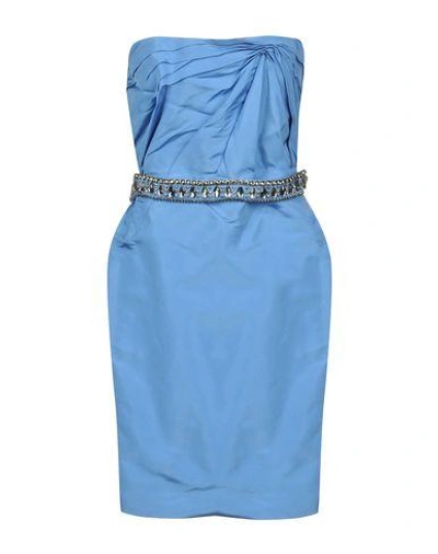 Shop Versace Short Dress In Azure