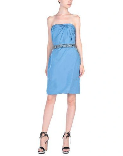 Shop Versace Short Dress In Azure