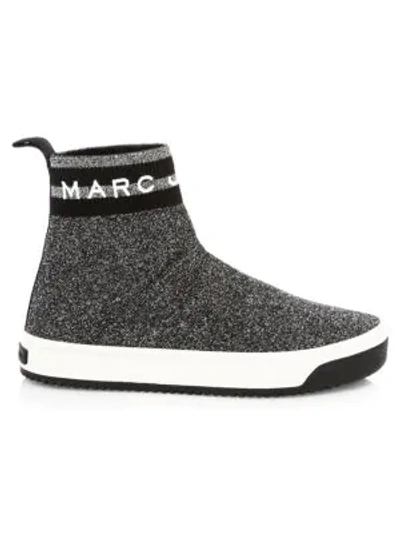 Shop Marc Jacobs Dart Sock Sneakers In Silver White