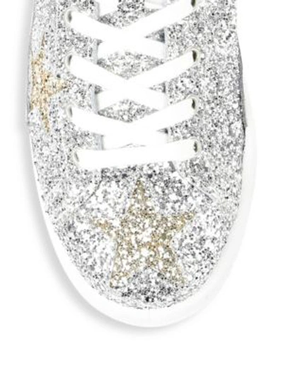 Shop Chiara Ferragni Glitter Leather Sneakers In Silver