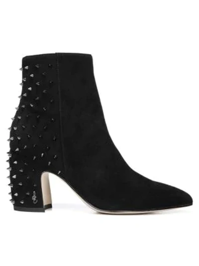 Shop Sam Edelman Heath Suede Stud Booties In Black