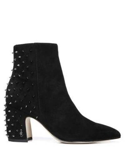 Shop Sam Edelman Heath Suede Stud Booties In Black