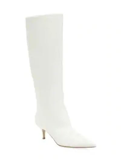 Shop Gianvito Rossi Point Toe Knee-high Boots In White