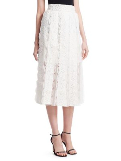 Shop Maje Janila Lace Midi Skirt In White