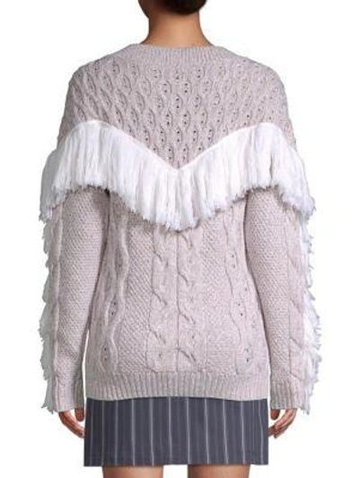 Shop Amur Ulla Fringe Wool Sweater In Ivory Oatmeal