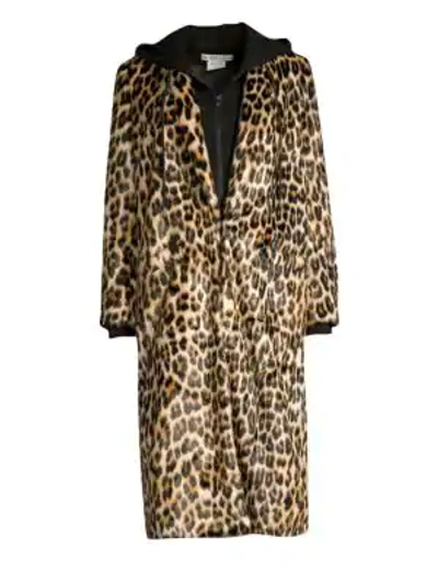 Shop Alice And Olivia Kylie Layered Hoodie Leopard Coat