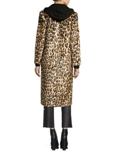 Shop Alice And Olivia Kylie Layered Hoodie Leopard Coat