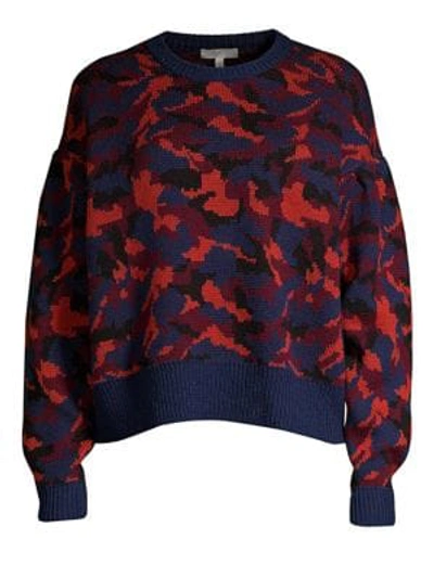 Shop Joie Brycen Camo Wool Sweater In Midnight