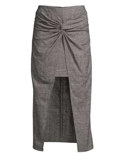 Shop Amur Twist Knot High-low Skirt In Grey