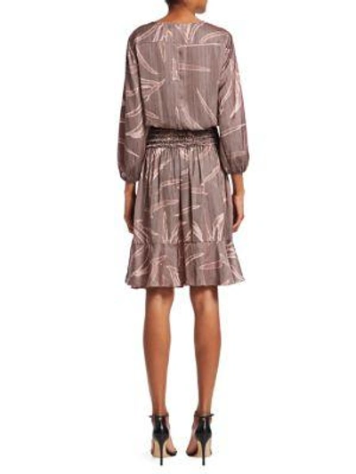 Shop Halston Heritage Long-sleeve Smocked Blouson Dress In Tuberose