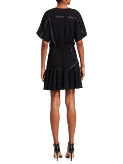 Shop Halston Heritage V-neck Flounce Mini Dress In Black