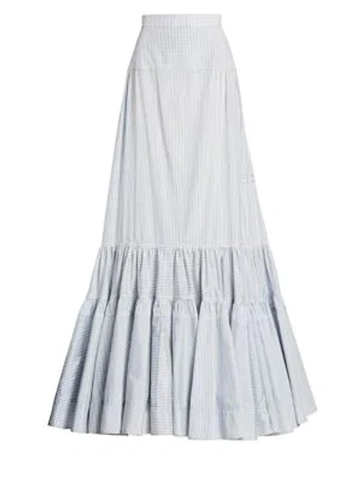 Shop Calvin Klein 205w39nyc Grid Check Long Skirt In Cream Blue