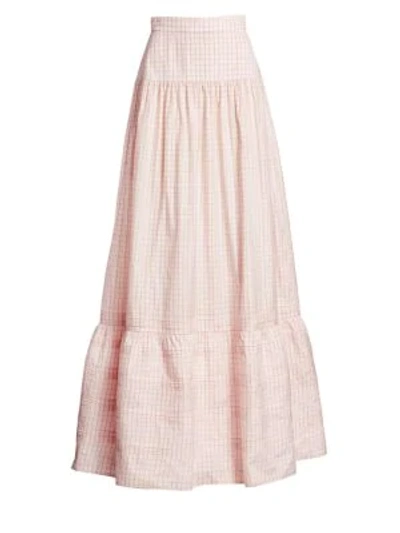 Shop Calvin Klein 205w39nyc Check Silk Long Skirt In Pink