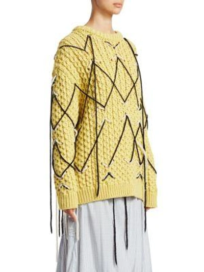 Shop Calvin Klein 205w39nyc Zigzag Wool Mohair Knit Sweater In Light Yellow