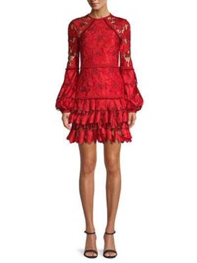 Shop Alexis Fransisca Lace Mini Dress In Scarlet Lace