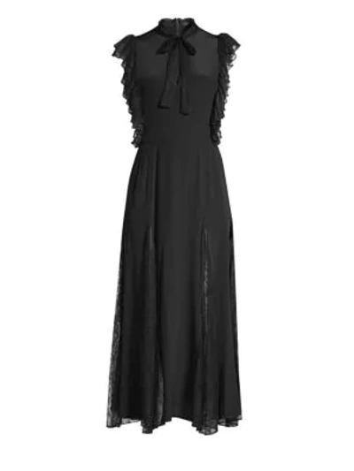 Shop Alexis Sterling Ruffle Sleeve Midi Dress In Black