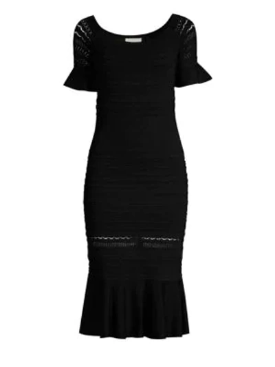 Shop Alexis Sheira Off-the-shoulder Midi Dress In Black