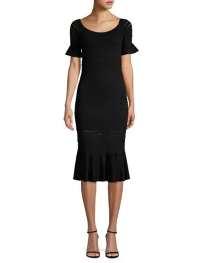 Shop Alexis Sheira Off-the-shoulder Midi Dress In Black