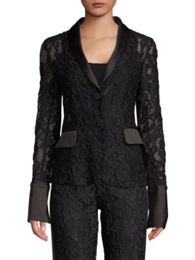 Shop Alexis Bonis Lace Tuxedo Jacket In Black Lace