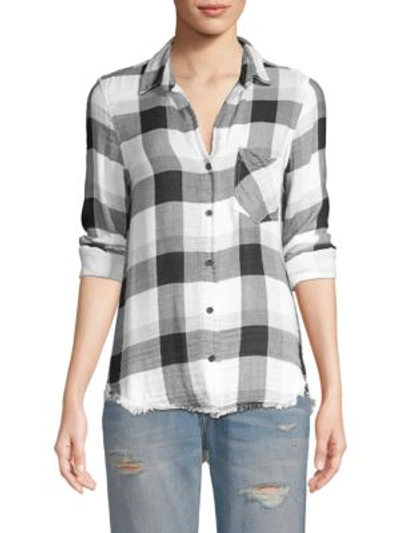 Shop Bella Dahl Frayed Plaid Shirt In White