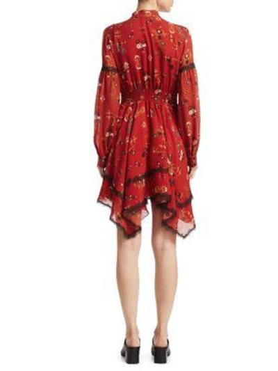 Shop Derek Lam 10 Crosby Silk Handkerchief Hem Dress In Chili Red