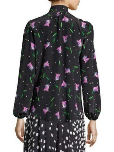 Shop Rixo London Moss Silk Floral Blouse In Purple Spot Tulip