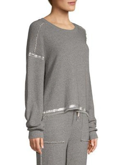 Shop Splendid Luna Metallic Sweatshirt In Heather Grey