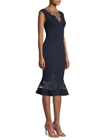 Shop Aidan Mattox Lace-accented Cocktail Dress In Twilight
